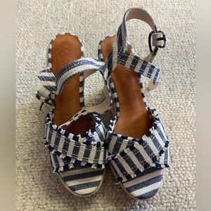 Blue and white Wedge Sandals